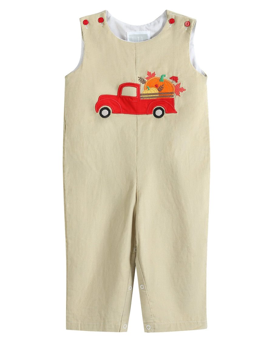 Tan Pumpkin Truck Overalls - Lil Cactus