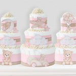 Teddy Bear Diaper Cake Collection - Pink - Lil Cactus
