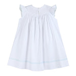 White and Blue Holy Smocked Bishop Dress - Lil Cactus