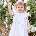 White and Blue Holy Smocked Bishop Dress - Lil Cactus