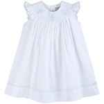 White and Blue Holy Smocked Bishop Dress - Lil Cactus