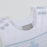 White and Blue Holy Smocked Overalls - Lil Cactus