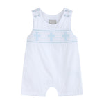 White and Blue Holy Smocked Overalls - Lil Cactus