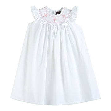White and Pink Crosses Bishop Dress - Lil Cactus