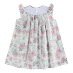 White and Pink Floral Smocked Bishop Dress - Lil Cactus