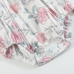White and Pink Floral Smocked Flutter Romper - Lil Cactus