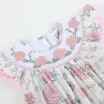 White and Pink Floral Smocked Flutter Romper - Lil Cactus