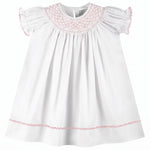 White and Pink Smocked Bishop Dress - Lil Cactus