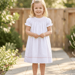 White and Pink Smocked Bishop Dress - Lil Cactus