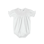 White and Pink Smocked Bubble Romper - Lil Cactus
