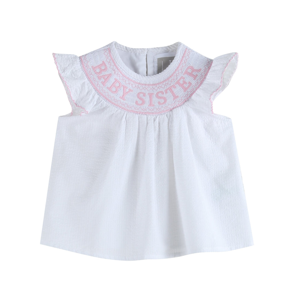 White Baby Sister Smocked Dress and Bloomer Set - Lil Cactus