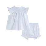White Baby Sister Smocked Dress and Bloomer Set - Lil Cactus