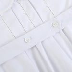 White Collared Button Romper with Bonnet - Lil Cactus