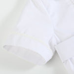 White Collared Button Romper with Bonnet - Lil Cactus