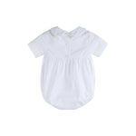 White Collared Button Romper with Bonnet - Lil Cactus