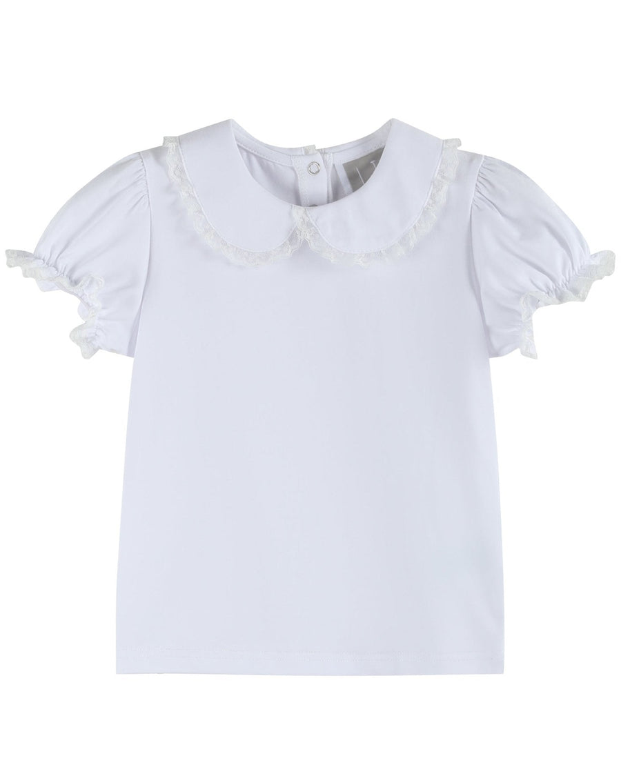 White Collared Lace Sleeve Shirt - Lil Cactus
