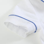 White Collared Top and Blue Button Shorts - Lil Cactus