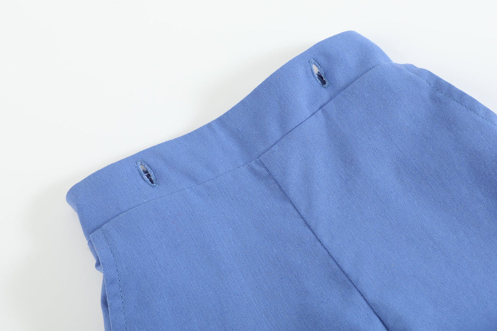 White Collared Top and Blue Button Shorts - Lil Cactus