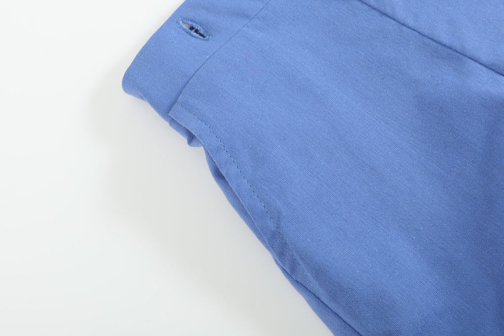 White Collared Top and Blue Button Shorts - Lil Cactus