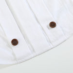 White Collared Top and Blue Button Shorts - Lil Cactus