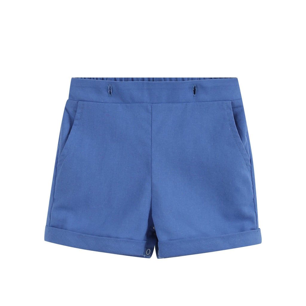 White Collared Top and Blue Button Shorts - Lil Cactus