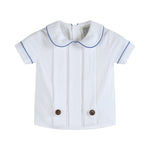 White Collared Top and Blue Button Shorts - Lil Cactus