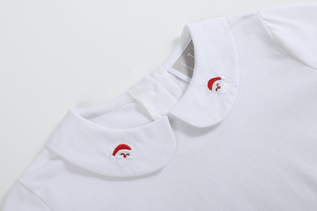 White Cotton Santa Collared Shirt - Lil Cactus