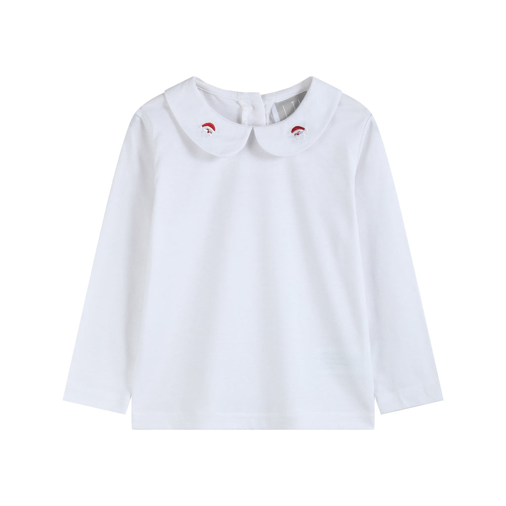 White Cotton Santa Collared Shirt - Lil Cactus
