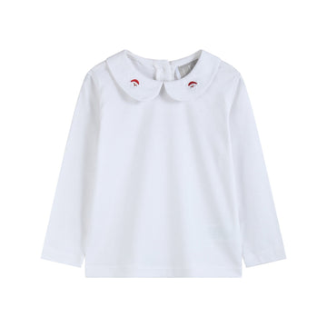White Cotton Santa Collared Shirt - Lil Cactus