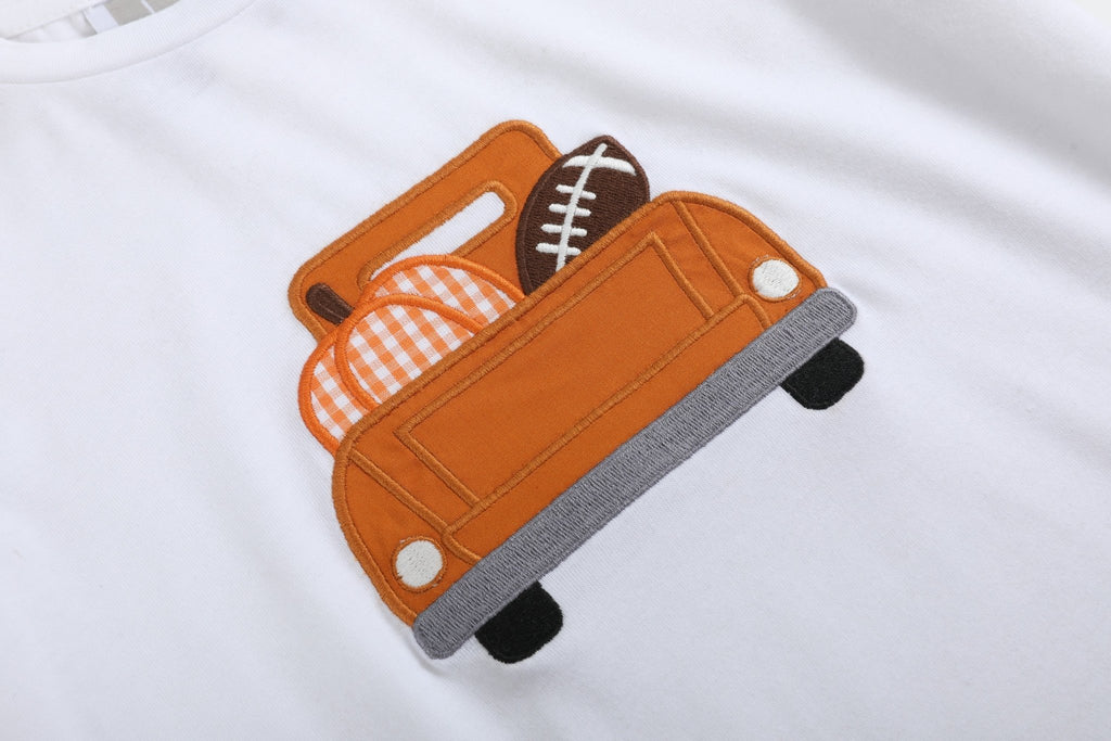 White Football Truck Shirt and Brown Pants Set - Lil Cactus