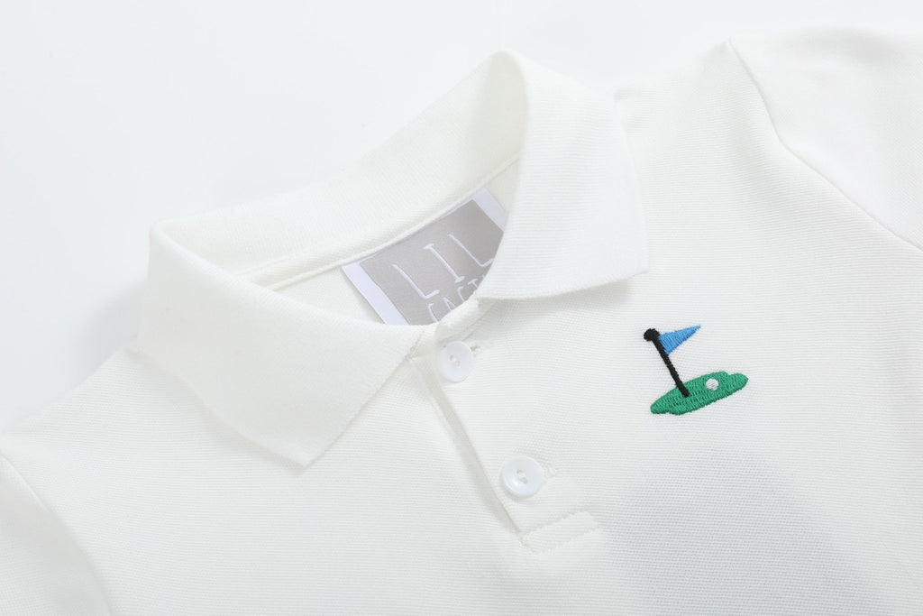White Golf Tee Polo Shirt - Lil Cactus