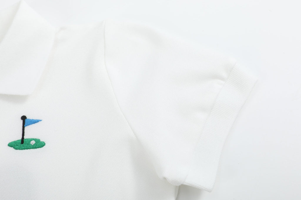 White Golf Tee Polo Shirt - Lil Cactus