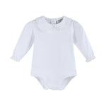 White Lace Collared Girls Long Sleeve Bodysuit Romper - Lil Cactus