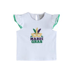 White Mardi Gras Applique Ruffle Shirt - Lil Cactus