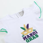 White Mardi Gras Applique Ruffle Shirt - Lil Cactus
