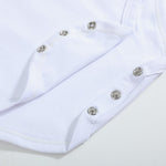 White Pointed Collar Button Romper All Year - Lil Cactus