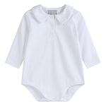 White Pointed Collar Button Romper All Year - Lil Cactus