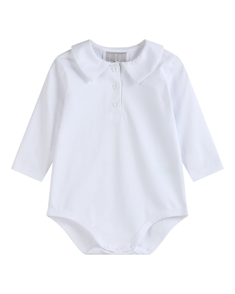 White Pointed Collar Button Romper All Year - Lil Cactus