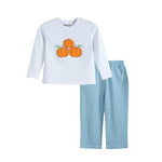 White Pumpkin Shirt and Blue Pants Set - Lil Cactus