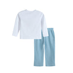 White Pumpkin Shirt and Blue Pants Set - Lil Cactus