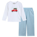 White Santa Christmas Tree Shirt and Blue Pants Set - Lil Cactus