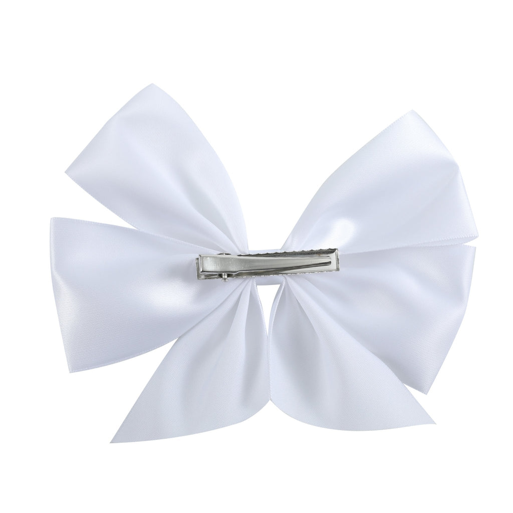 White Satin Large Bow Hair Clip - Lil Cactus