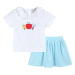White School Ruffle Top and Blue Skort Set - Lil Cactus