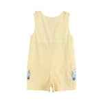 Yellow Gingham Bunny Train Shortalls - Lil Cactus