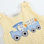 Yellow Gingham Bunny Train Shortalls - Lil Cactus