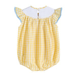 Yellow Gingham Lemon Smocked Flutter Romper - Lil Cactus