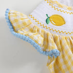 Yellow Gingham Lemon Smocked Flutter Romper - Lil Cactus
