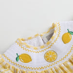 Yellow Gingham Lemon Smocked Flutter Romper - Lil Cactus