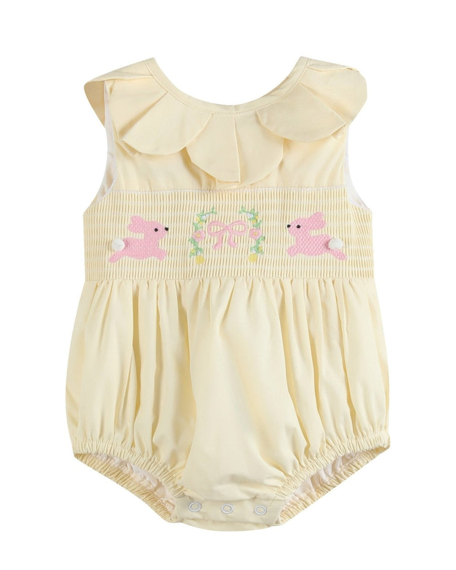 Yellow Petal Collared Smocked Bubble Romper - Lil Cactus