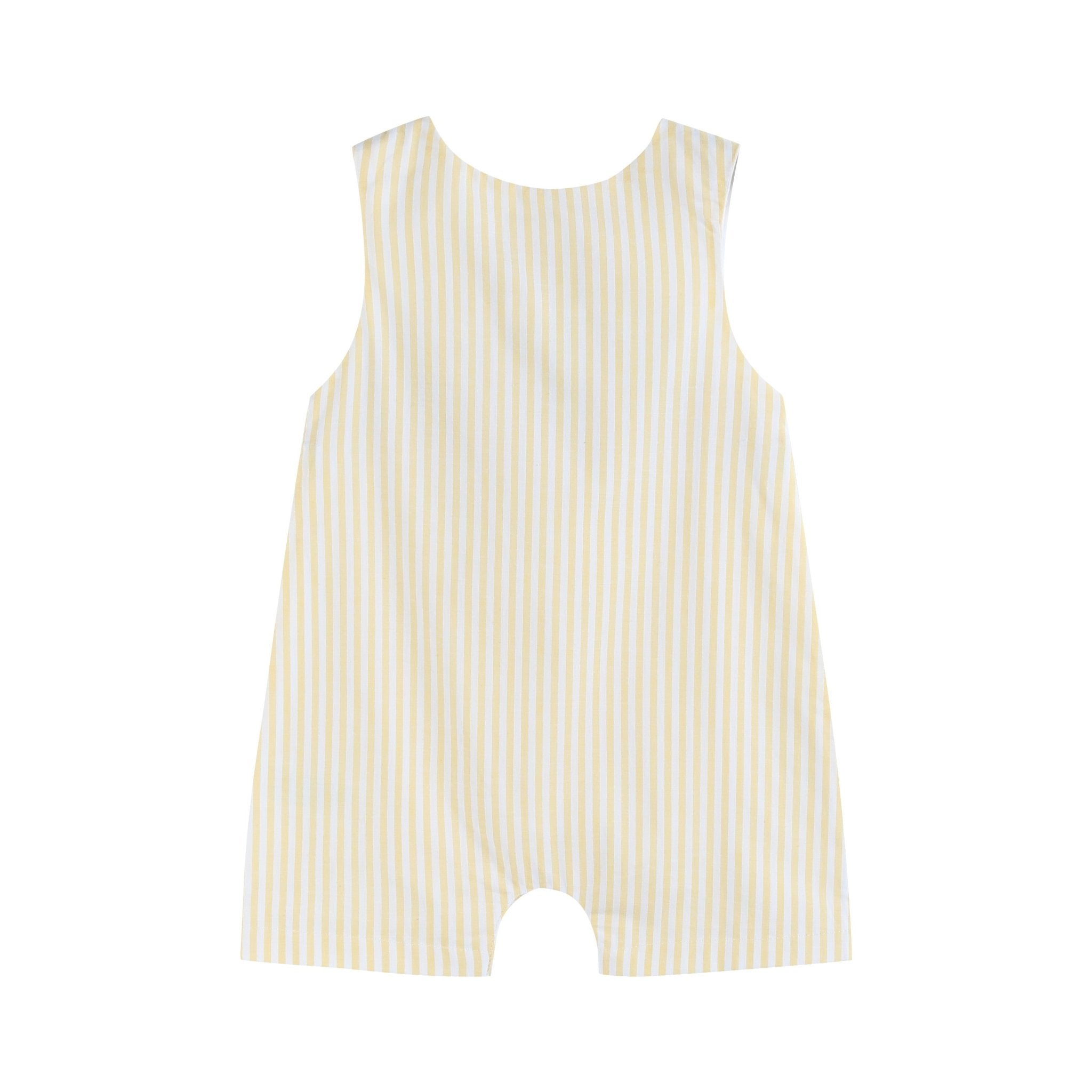 Yellow & White Stripe 'Birthday Boy' Smocked Shortalls – Lil